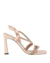 Pollini Woman Sandals Pink Size 6 Leather