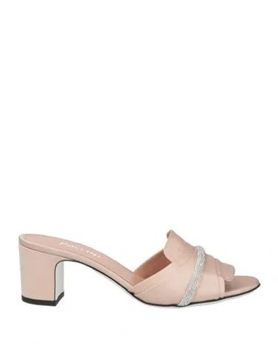 Pollini Woman Sandals Pink Size 6 Textile Fibers