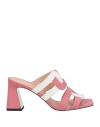 Pollini Woman Sandals Pink Size 8 Leather