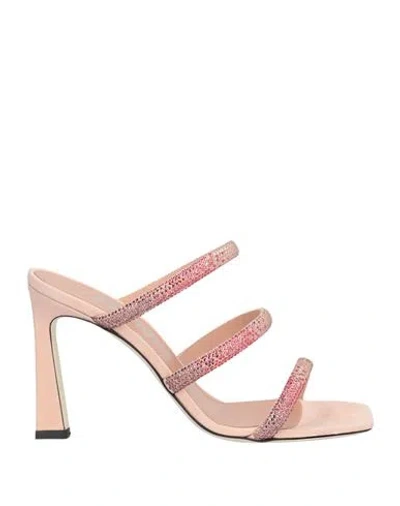 Pollini Woman Sandals Pink Size 8 Leather
