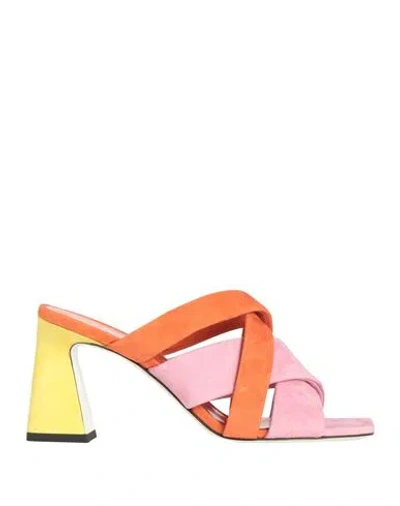 Pollini Woman Sandals Pink Size 8 Leather