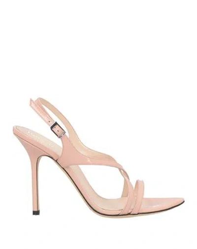 Pollini Woman Sandals Pink Size 8 Leather