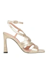 Pollini Woman Sandals Platinum Size 8 Leather In Grey