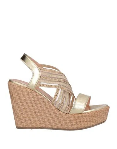 Pollini Woman Sandals Platinum Size 8 Leather, Textile Fibers In Grey