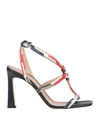 Pollini Woman Sandals Red Size 7 Leather In Multi