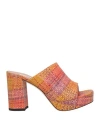 Pollini Woman Sandals Marigold Size 8 Leather In Red