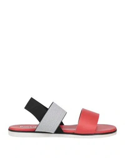 Pollini Woman Sandals Red Size 8 Leather, Synthetic Material