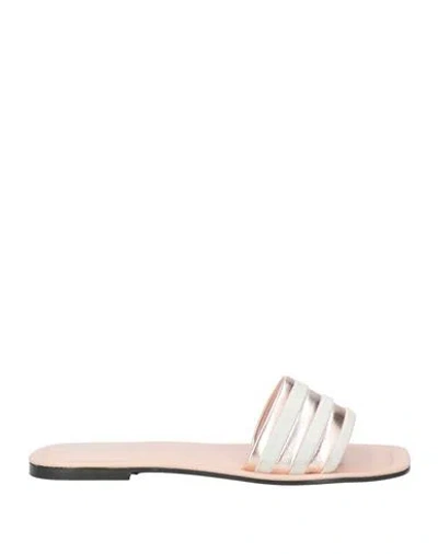 Pollini Woman Sandals Rose Gold Size 10 Leather In Neutral