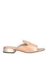 Pollini Woman Sandals Rose Gold Size 7 Leather In Rose Gold