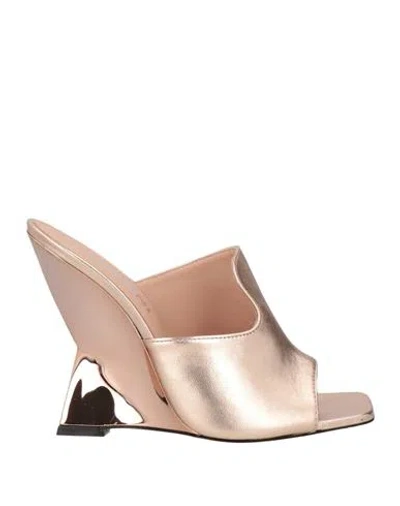 Pollini Woman Sandals Rose Gold Size 8 Leather