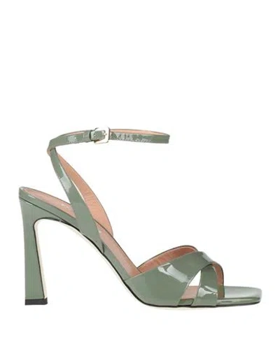 Pollini Woman Sandals Sage Green Size 10 Leather