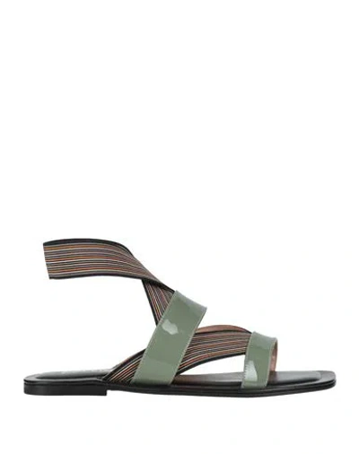 Pollini Woman Sandals Sage Green Size 8 Leather, Synthetic Material
