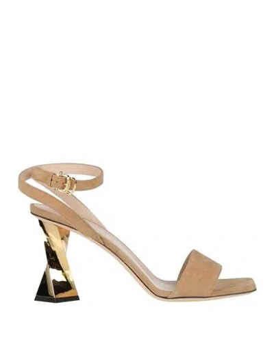 Pollini Woman Sandals Sand Size 10 Leather In Nude