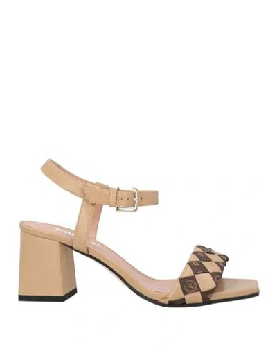 Pollini Woman Sandals Sand Size 8 Polyurethane, Pvc - Polyvinyl Chloride In Beige