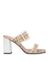 Pollini Woman Sandals Sand Size 9 Viscose, Polyester, Calfskin, Polyamide In Beige