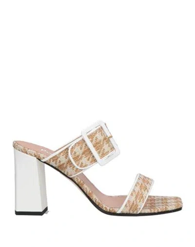 Pollini Woman Sandals Sand Size 9 Viscose, Polyester, Calfskin, Polyamide In Beige