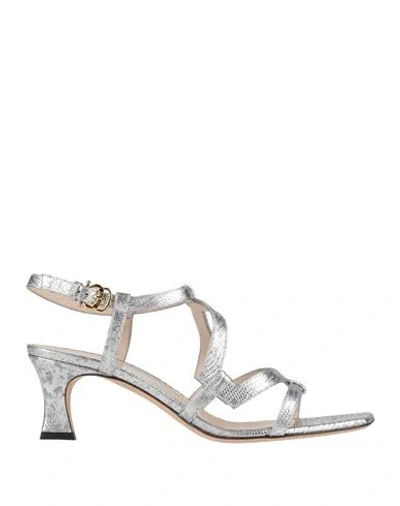 Pollini Woman Sandals Silver Size 6 Leather