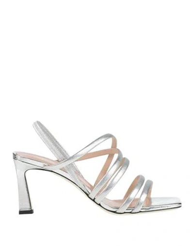 Pollini Woman Sandals Silver Size 6 Synthetic Material