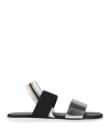 Pollini Woman Sandals Silver Size 6 Textile Fibers