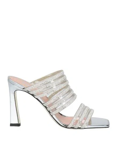 Pollini Woman Sandals Silver Size 8 Pvc - Polyvinyl Chloride