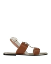 Pollini Woman Sandals Tan Size 11 Calfskin In Brown