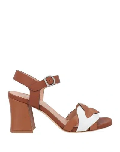 Pollini Woman Sandals Tan Size 8.5 Leather In Brown