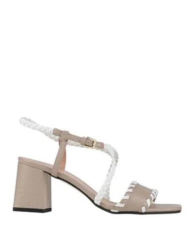 Pollini Woman Sandals Taupe Size 7 Leather In Neutral