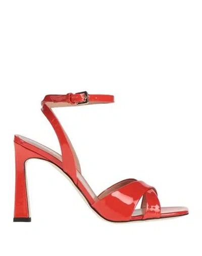 Pollini Woman Sandals Tomato Red Size 8 Leather