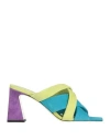 Pollini Woman Sandals Turquoise Size 8 Leather
