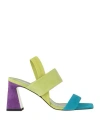 Pollini Woman Sandals Turquoise Size 8 Leather In Blue