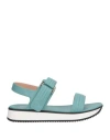 Pollini Woman Sandals Turquoise Size 8 Leather In Blue