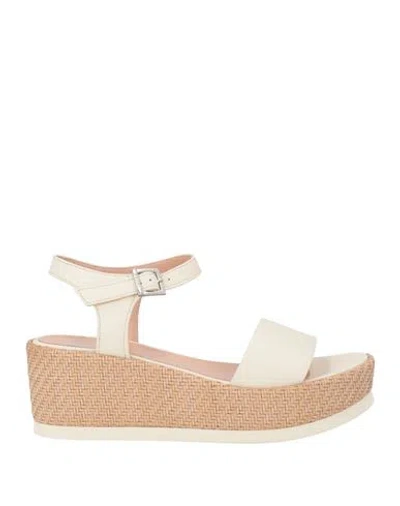 Pollini Woman Sandals White Size 10 Leather In Neutral