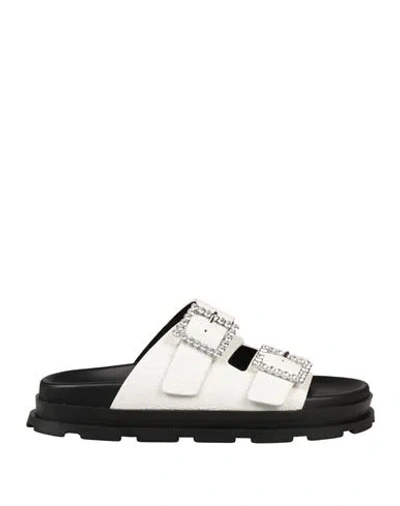 Pollini Woman Sandals White Size 8 Calfskin