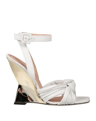 Pollini Woman Sandals White Size 8 Leather