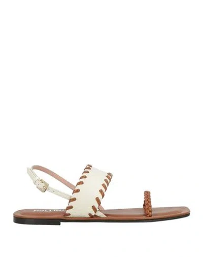 Pollini Woman Sandals White Size 8 Leather In Multi