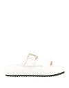 Pollini Woman Sandals White Size 8 Leather In White