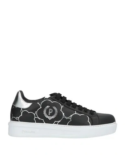 Pollini Woman Sneakers Black Size 8 Leather