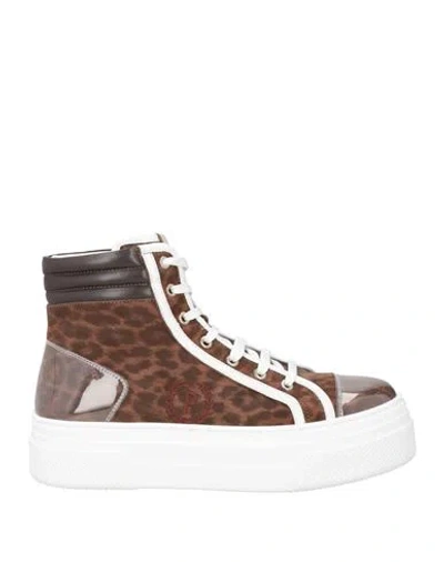 Pollini Woman Sneakers Brown Size 7 Textile Fibers