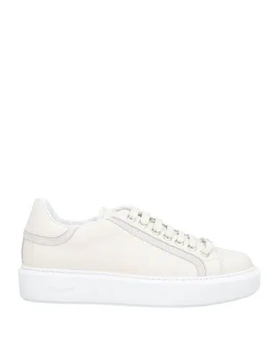 Pollini Woman Sneakers Ivory Size 8 Leather In White