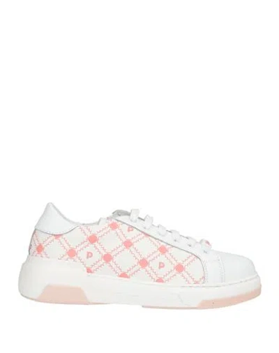 Pollini Woman Sneakers White Size 9 Leather, Textile Fibers