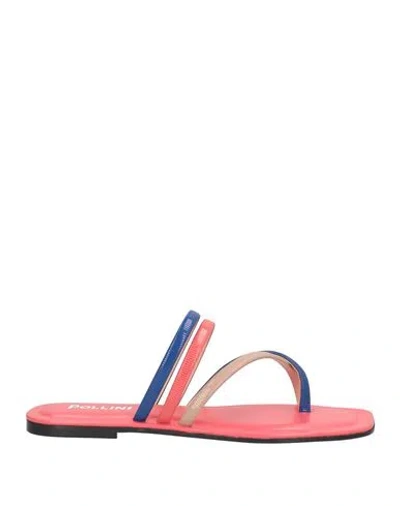 Pollini Woman Thong Sandal Blue Size 8 Synthetic Material In Multi