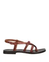 Pollini Toe Strap Sandals In Brown