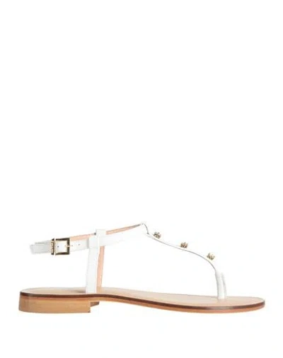 Pollini Woman Thong Sandal White Size 7 Leather