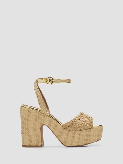 Pollini Women's 110mm Raffia Platform Sandals In Neutral