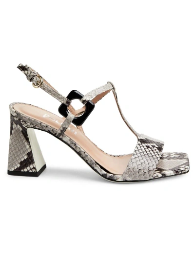 Pollini Women's Between The Lines 70mm Snake-embossed Sandals In Roccia