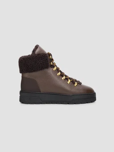 Pollini Women's Faux Leather Ankle Boots In Brown