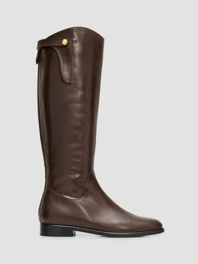 Pollini Women's Knee-high Leather Riding Boots In Dark Brown