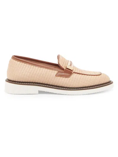 Pollini Women's Mannish Embellished Raffia Loafers In Neutral