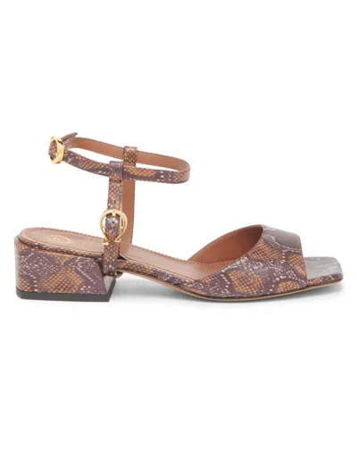 Pollini Women's Muse 35mm Snake-embossed Leather Sandals In Yellow