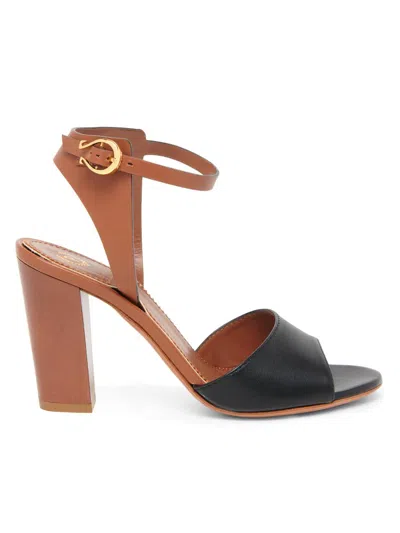Pollini Women's Rider 90mm Two-tone Leather Sandals